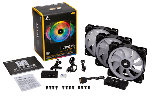 Quạt CORSAIR LL120 RGB 120mm (3fan + Lighting node Pro)