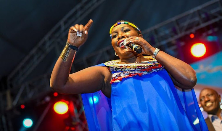 Gospel singer Emmy Kosgei performs at a previous function.