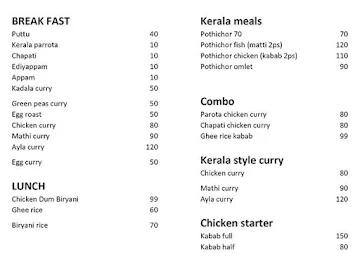 Thalassary Kitchen And Cafe menu 