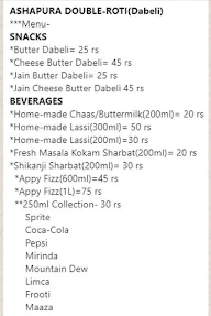 Ashapura Double Roti And Cold Drinks menu 3