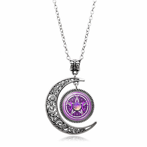Title 14, Womens Creative Moon Goddess Time Gem Necklace...
