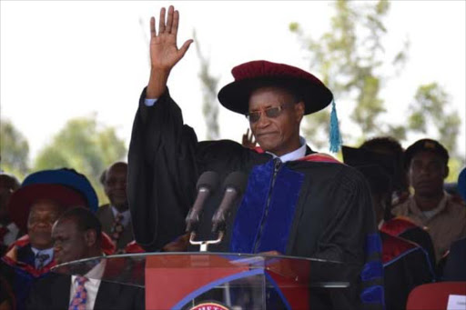 Global citizens: Education CS Jacob Kaimenyi during the Kemu 15th graduation ceremony on Saturday