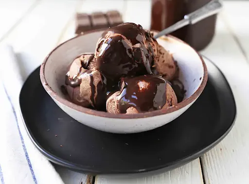 Chocolate Ice Cream With Chocolate Topping