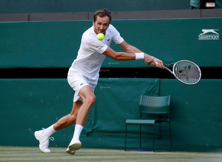 Russia's Daniil Medvedev plays at Wimbledon in London on July 3 2021. PIcture: REUTERS/PETER NICHOLLS