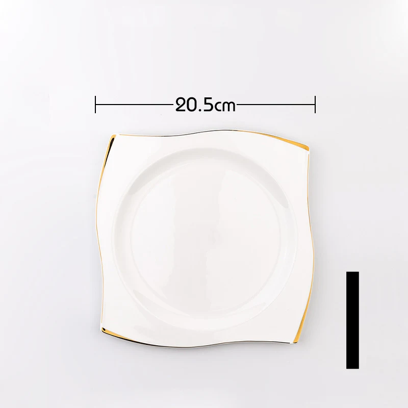 Conjunto de Louça de Porcelana Europeia Quadrada Criativa para Bife. Sirva com Elegância e Desfrute de Refeições Memoráveis.