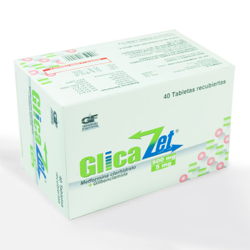 Metformina + Glibenclamida Glicazet 500/5Mg X 40 Tabletas Global Farma 500/5mg x 40 Tabletas