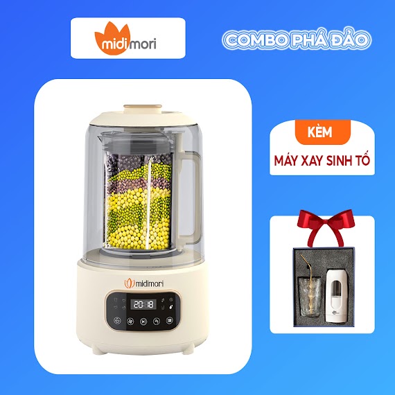 Combo Máy Làm Sữa Hạt Đa Năng Midimori Mdmr - 668 (1000W) Và Máy Sinh Tố Cầm Tay Midimori Mdmr - 212 - Hàng Chính Hãng