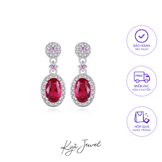 Hoa tai bạc đá đỏ hồng quyến rũ Kya Jewel