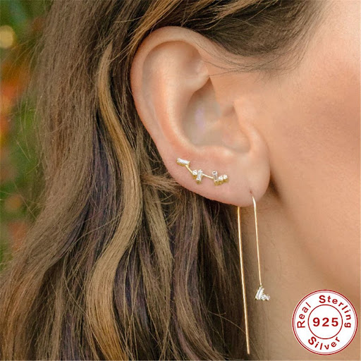 Title 6, S925 Sterling Silver Square Zircon Ear Clip, a ...