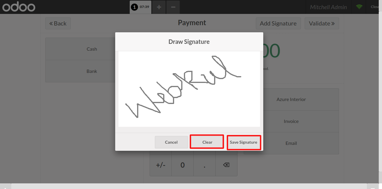 The customer can draw the signature and save the same.