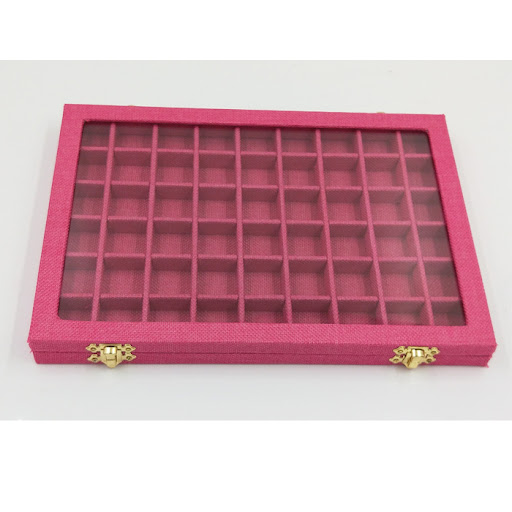 Title 13, Large Linen Jewelry Box with Glass Lid for Jewe...