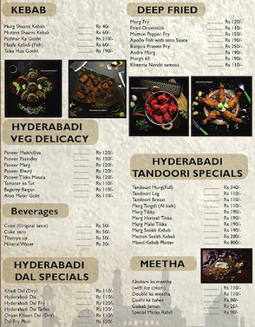 Hyderabadi Dastarkhwan menu 