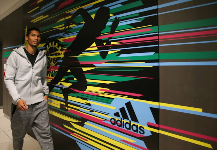 Wayde van Niekerk of South Africa during the his Adidas press conference at The Podium Bar and Kitchen, Queen Elizabeth Olympic Park on August 02, 2017 in London, England.