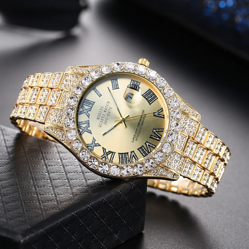Title 5, Orologio in acciaio con scala romana e diamanti...