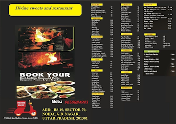 Divine Sweets And Restaurant menu 