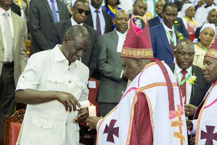 President William Ruto during the AIPCA church centenary celebrations at Kasarani stadium on February 25, 2024