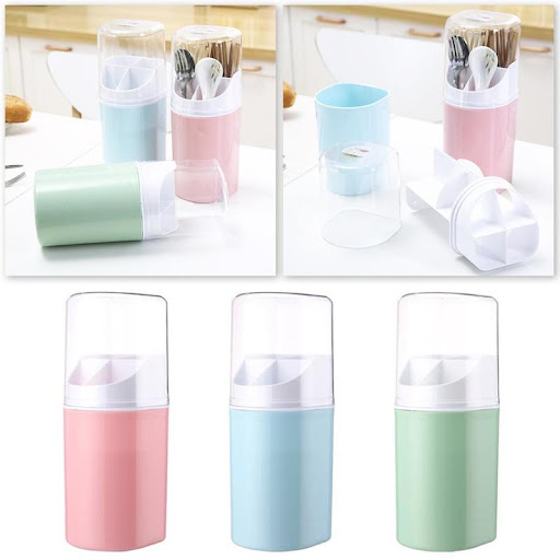 Title 8, Plastic Utensil Cutlery Holder Drainer with Lid...