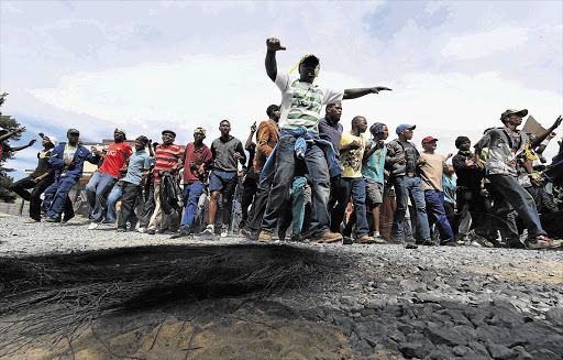 Striking farmworkers in De Doorns, Western Cape, in December, 2012.