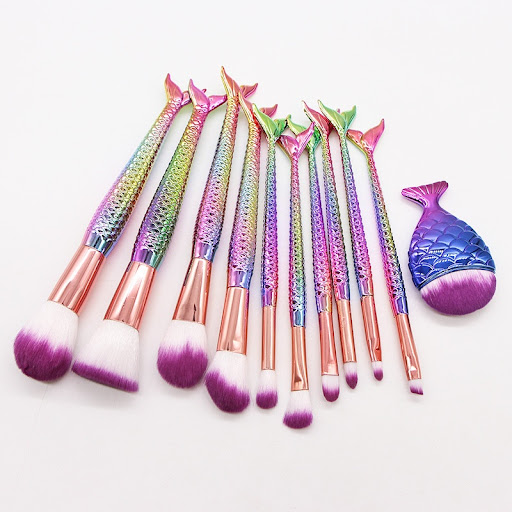 Title 8, 10 Mermaid Makeup Brushes Suit Beauty Tools Hot...