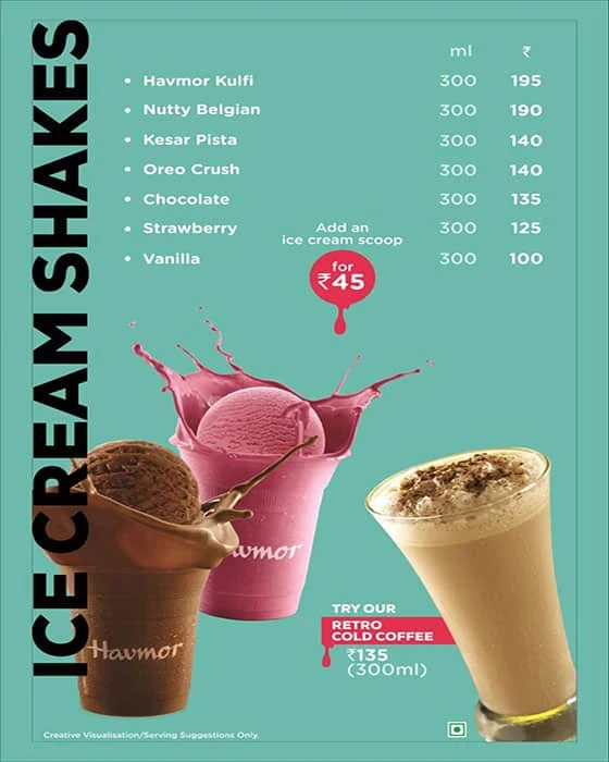 Havmor Ice Cream menu 