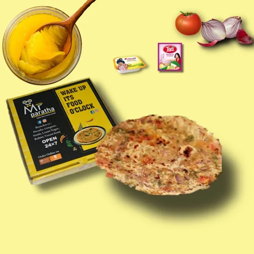 Pyaz Tamatar Paratha (Desi Ghee)