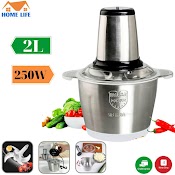 Máy Xay Thịt Đa Năng Cối Inox 2L Công Suất 250W - 2 Lưỡi Kép - Cối Xay Thực Phẩm, Tỏi Ớt, Rau Củ Tiện Dụng