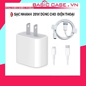 Bộ Củ Cáp Sạc Nhanh Pd 20W Usb - C To ( Củ Pd 20W + Cáp Type C ) Cho Điện Thoại 7Plus 8Plus 11 12 13 14 Pro Max Promax