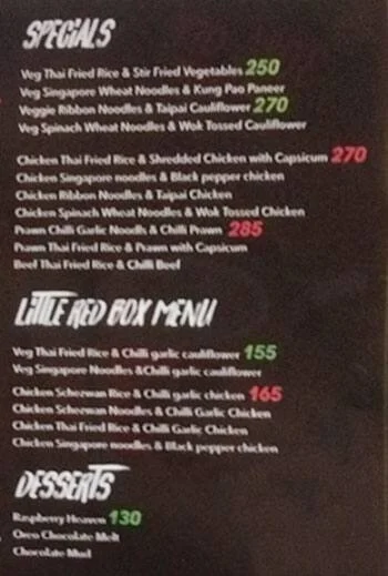 The Red Box menu 