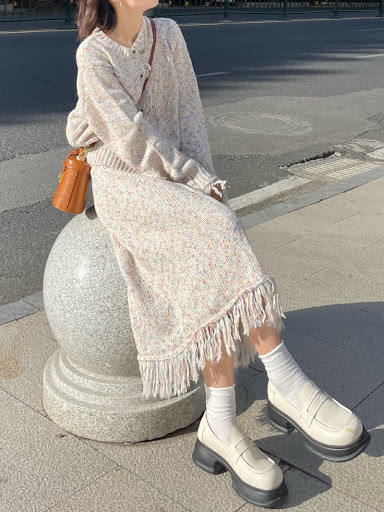 Title 9, Womens Autumn and Winter Variegated Tassel Swe...