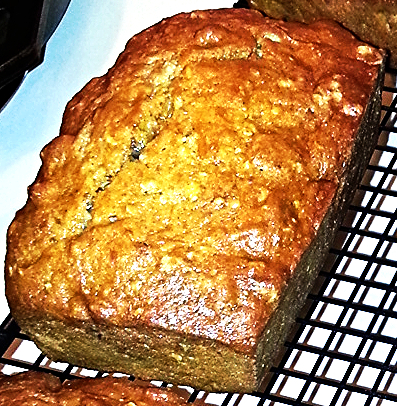 Delicious banana nut bread on cooling rack