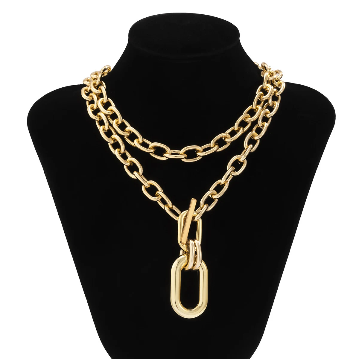 Title 2, Geometrische metalen aluminium ketting meerlaag...
