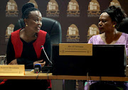 Public protector Busisiwe Mkhwebane and speaker of the Mpumalanga legislature BT Shongwe. Photo: SANDILE NDLOVU