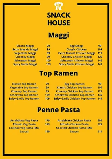 Snack House menu 