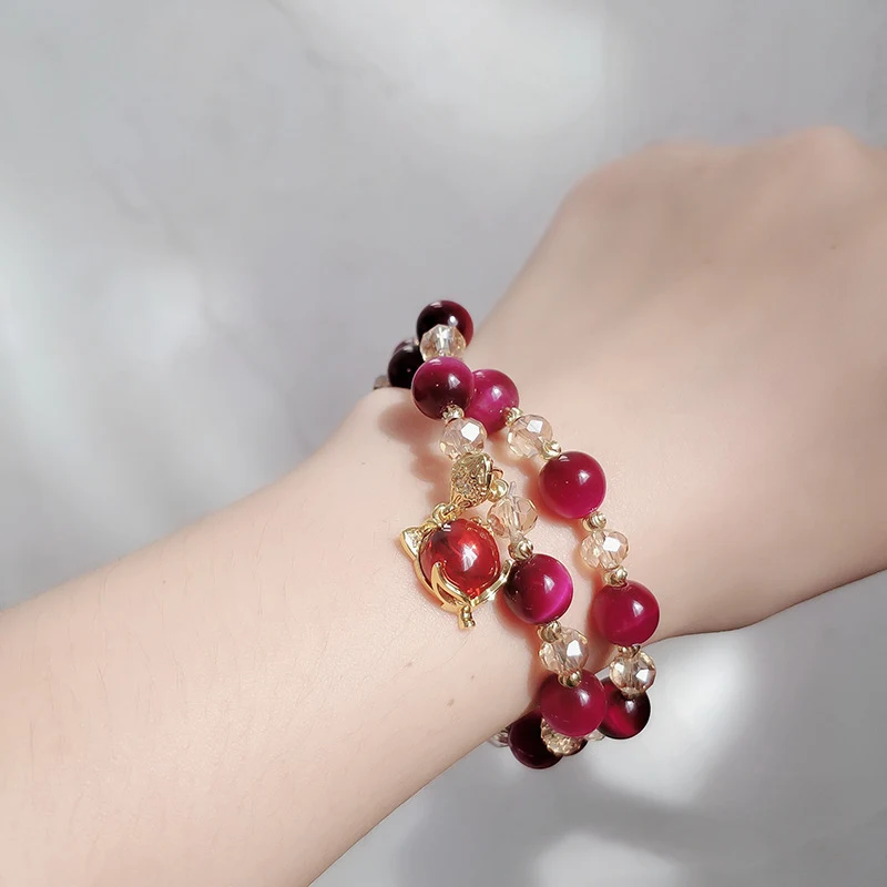Bracelet Zhaocai Renard et Oeil de Tigre pour Transbordement, Richesse et Chance, Bijou Unisexe en Pierre Naturelle, Protection et Prospérité.