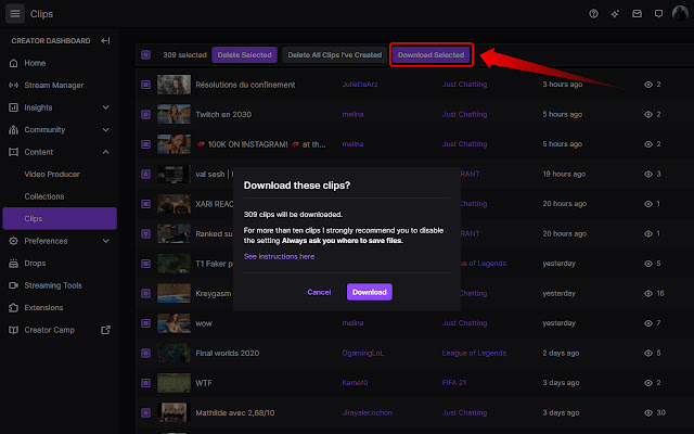 Twitch Clip Downloader chrome extension