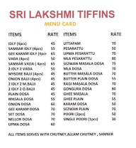 Sri Lakshmi Tiffins menu 1