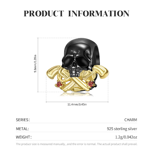 Title 3, Dark Gothic Skull S925 Sterling Silver Electrop...