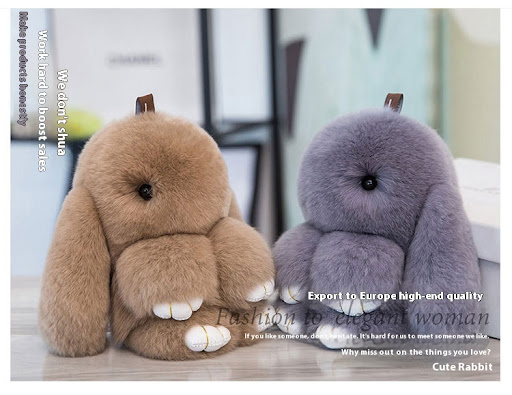 Title 11, Rabbit Fur Pendant Car Key Ring Decoration, a s...
