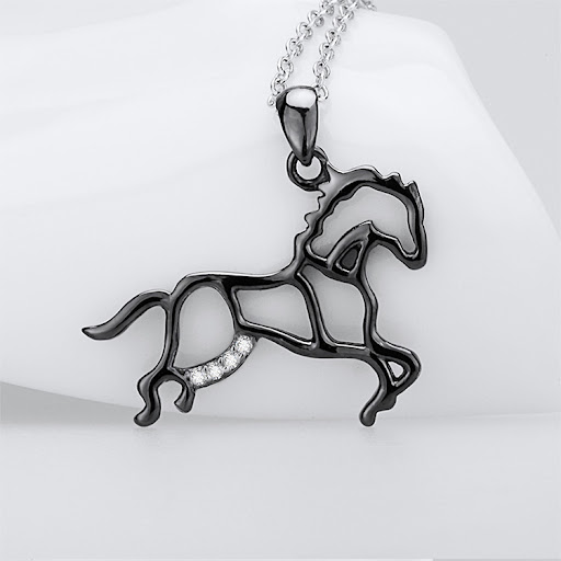 Title 5, S925 Sterling Silver Necklace with Black Micro ...