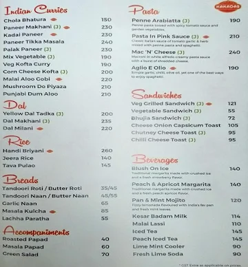 Kakada Ramprasad menu 