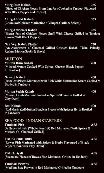 India Beer Bar and Restaurant menu 