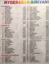 Hyderabad Biriyani menu 3