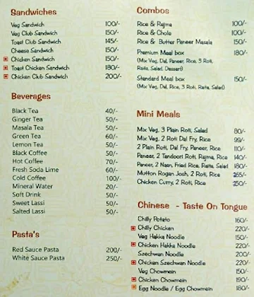 Walks of Life menu 