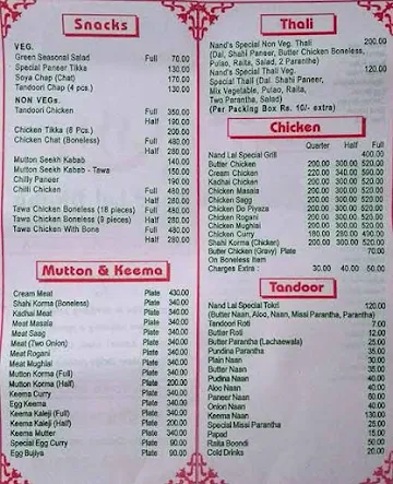 Nandlal Ka Dhaba menu 