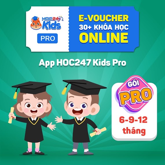 [E - Voucher] App Hoc247 Kids Pro (6 - 12 Tháng) - Nền Tảng Học Online Tiểu Học - Toán, Tiếng Việt, Tiếng Anh & Steam