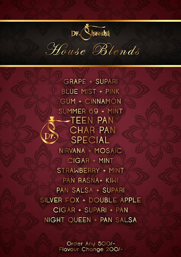 Dr. Sheesha menu 