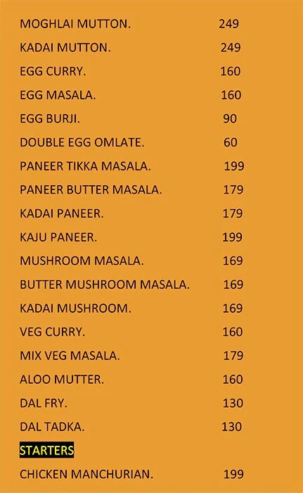 Nayak Biryani's menu 