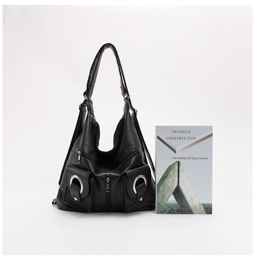 Title 6, Soft Leather Shoulder Crossbody Bag, Large Capa...
