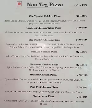 Big Daddy's Pizza menu 