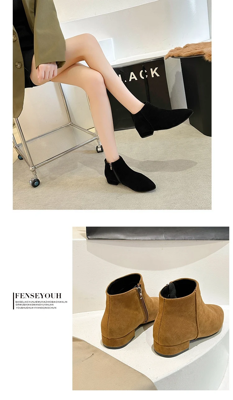 Title 11, Bottines Femme Style Britannique Talon Carré Co...